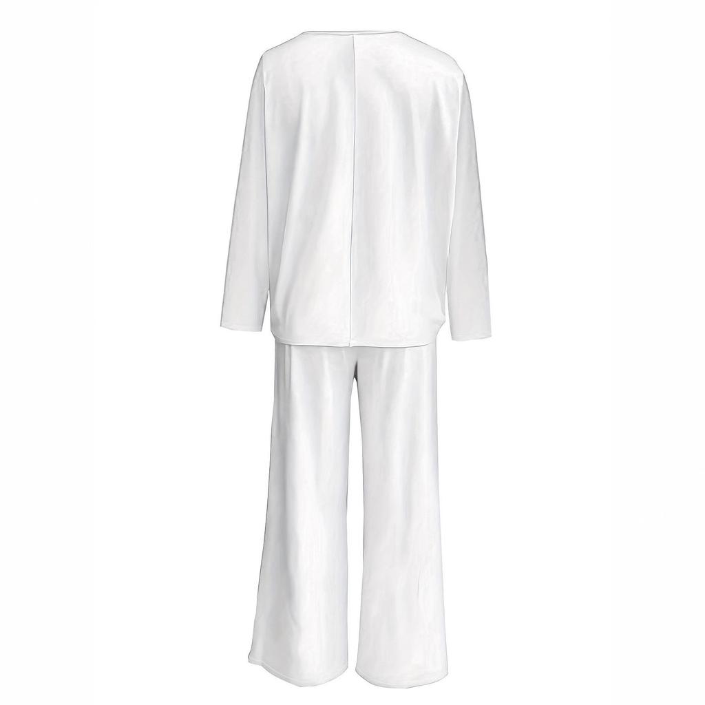 2025 Spring Ice Silk Stretch Pajama Set - Women's Loose Long Sleeve Top & Pants