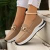 Fashion Women's Metal Chain Platform Loafers Plus Size Thick Sole Non Slip Wedges Casual Shoes Woman Autumn Comfort Light Walking Shoes