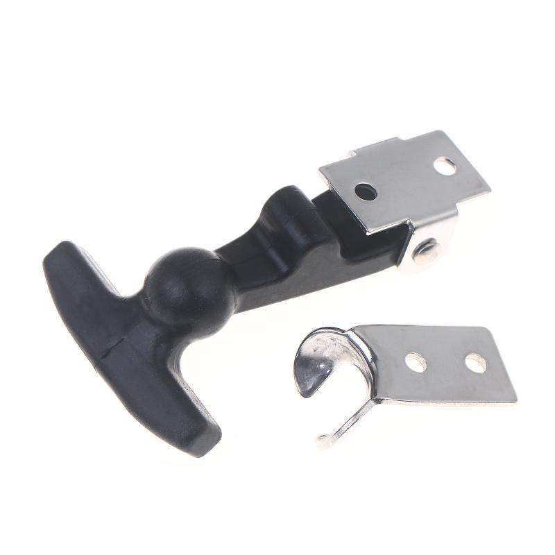 Rubber Hood Catch With Bracket Elastic Stainless Steel Rubber Hood Catch Flexible T-Shaped Drawer Latch For Coolers Boats
