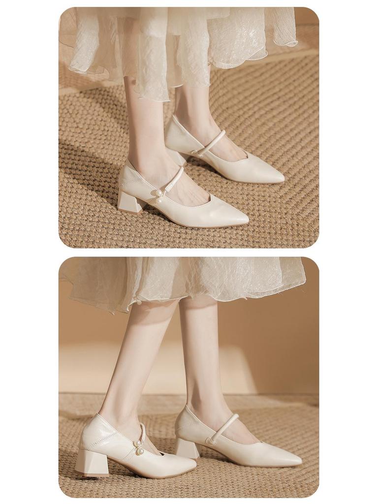 Elegant French Pearl Mary Jane Heels - Retro Hong Kong Style Skirt & Cheongsam Match