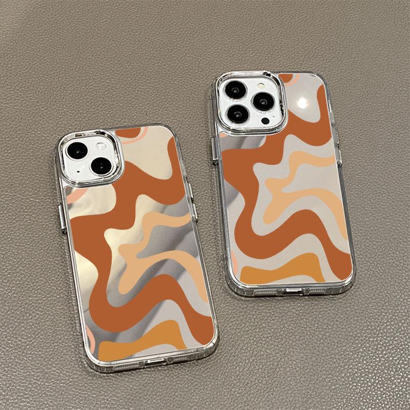 Yellow line mirror iPhone17promax mobile phone case 14/15 electroplating buttons 16 Apple 13 all-inclusive x
