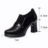 5.5cm 7.5cm All Match Breathable Comfortable Flexible Soft Leather Shoes Women Pumps 2025 Fall Med Block Heels Shoes Office Mom