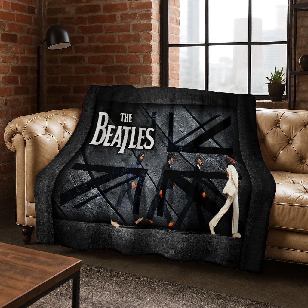Coperta Flanella 3D B-Beatles Rock Band Star Morbida Calda Plaid per Letto Camera da Letto Soggiorno Viaggio Campeggio Picnic Regalo
