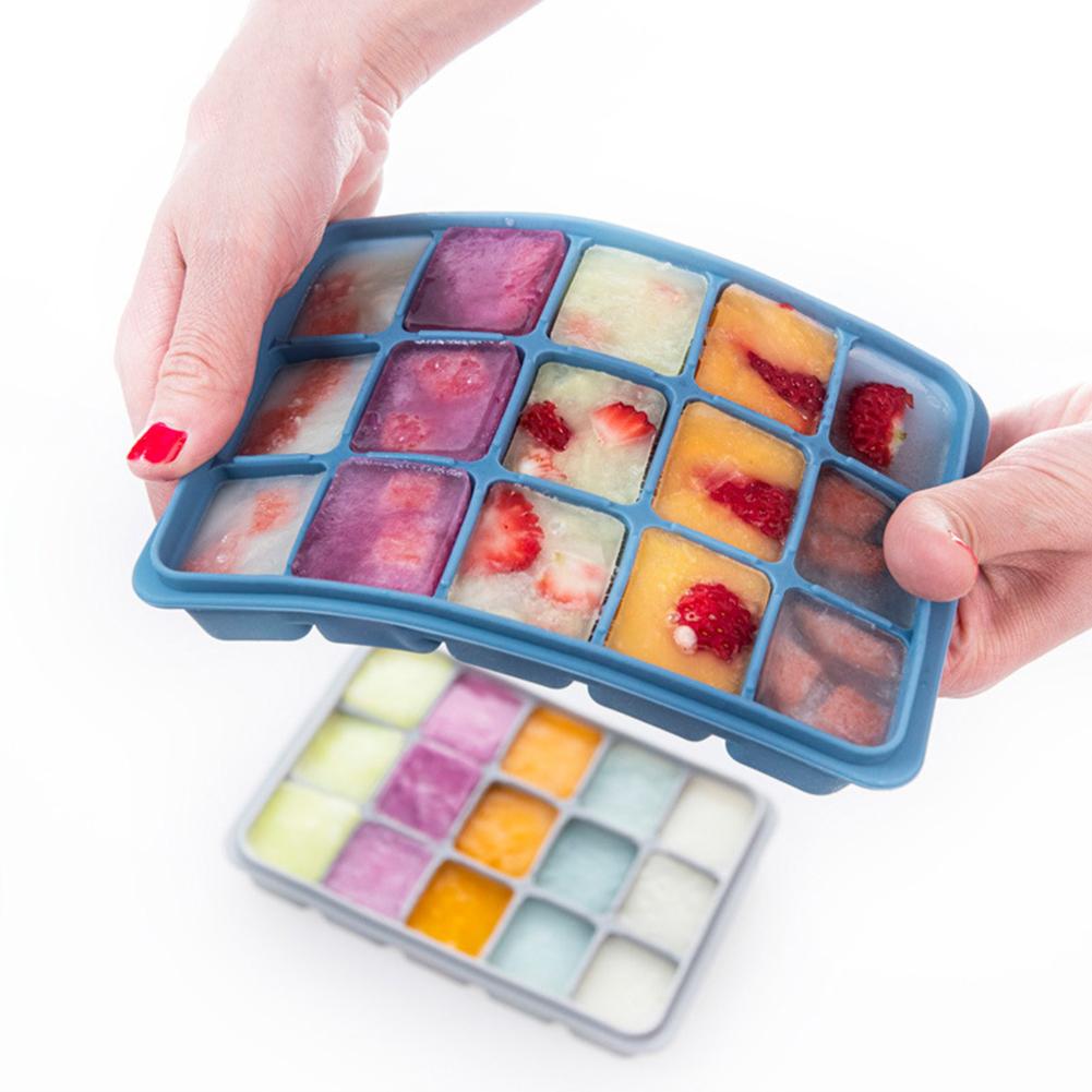 15 Grids Diy Ice Cube Mold Silicone Tray Cream Maker Kitchen Supplies