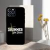 Music Art Drum Drummer Phone Case For iPhone 16,15,14,13,12,11 Plus,Pro Max,XS,X,XR,SE,Mini,8,7,Soft Silicone Black Cover