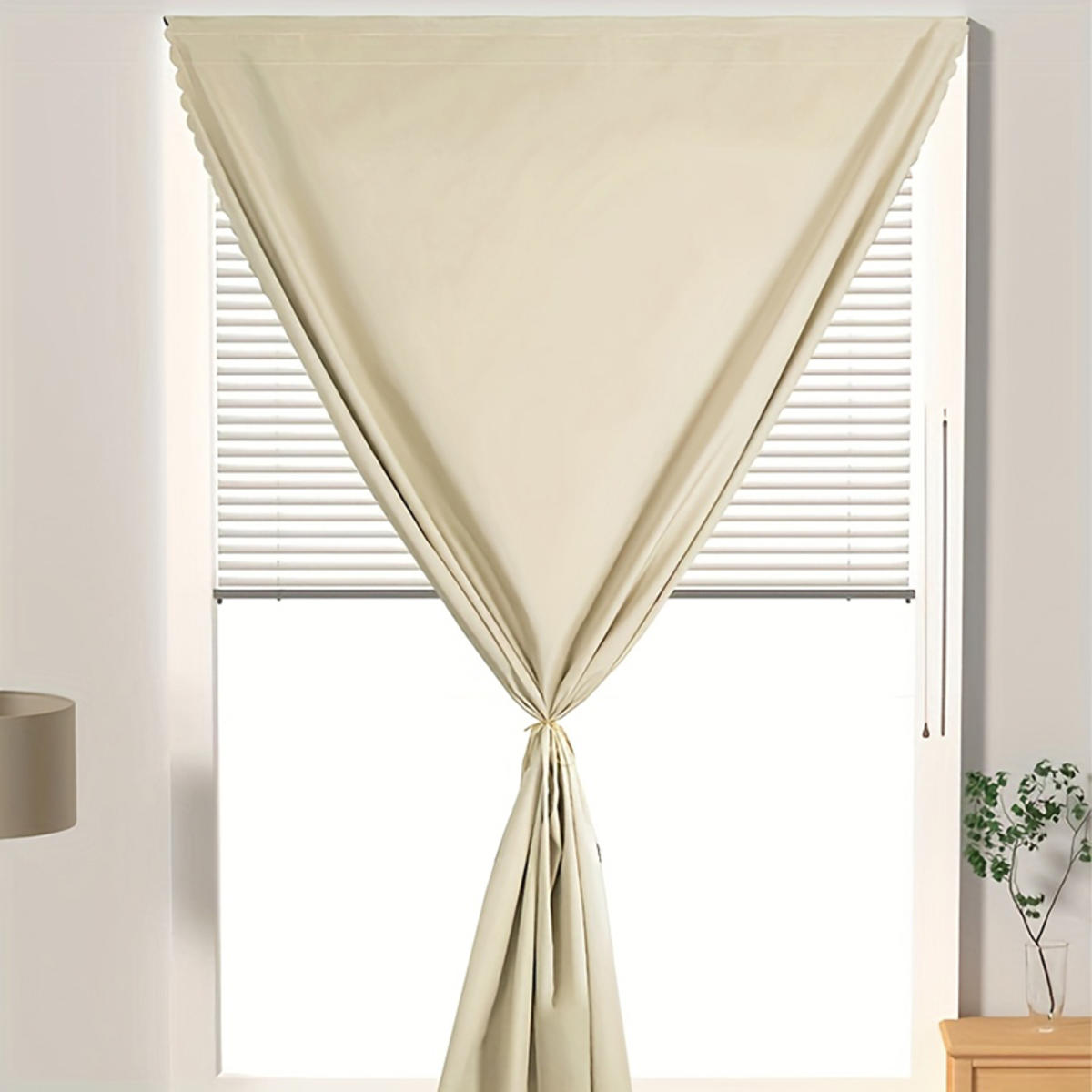 

Modern Self-adhesive Blackout Curtains for Living Room Bedroom Solid Color Simple Holes Free Window Drapes Easy Install 1.0*1.4 meters