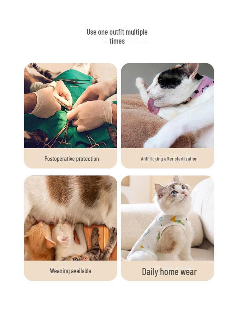 Breathable Anti-Licking Surgery Clothes for Female Cats - Thin, Post-Op, Weaning Wear