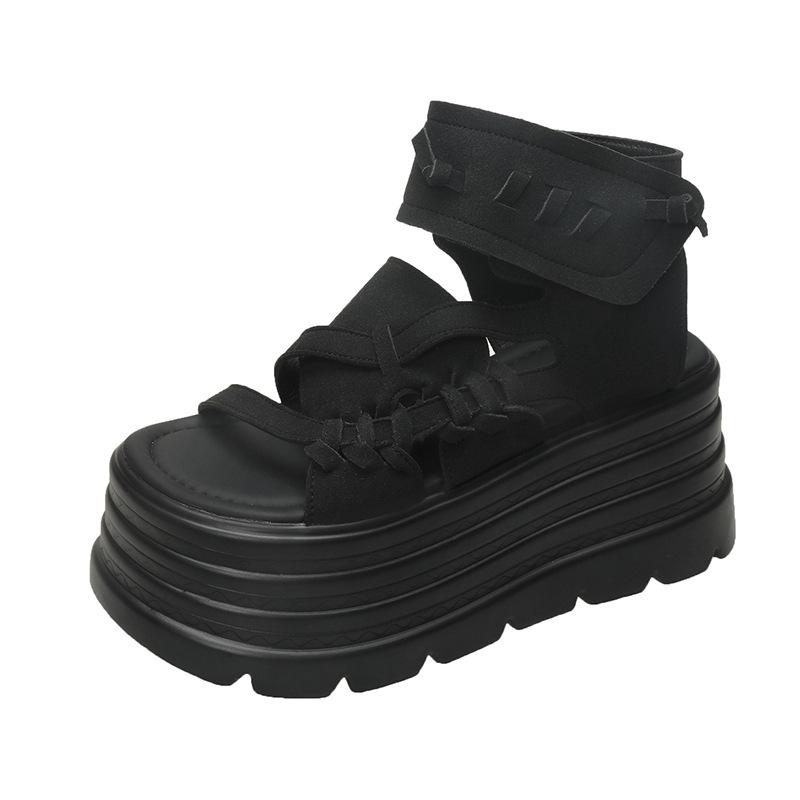 Comemore Thick Bottom Woven Roman Sandals Summer Shoes for Women Vintage Open Toe Wedge Sandals Hook Loop Heeled Sandales Femmes