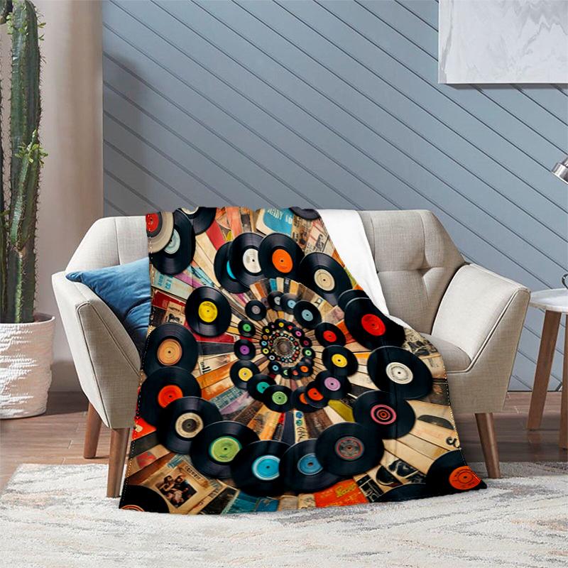 1PC Music Records printed blanket, all season lightweight home office outdoor nap multifunctional blanket A13