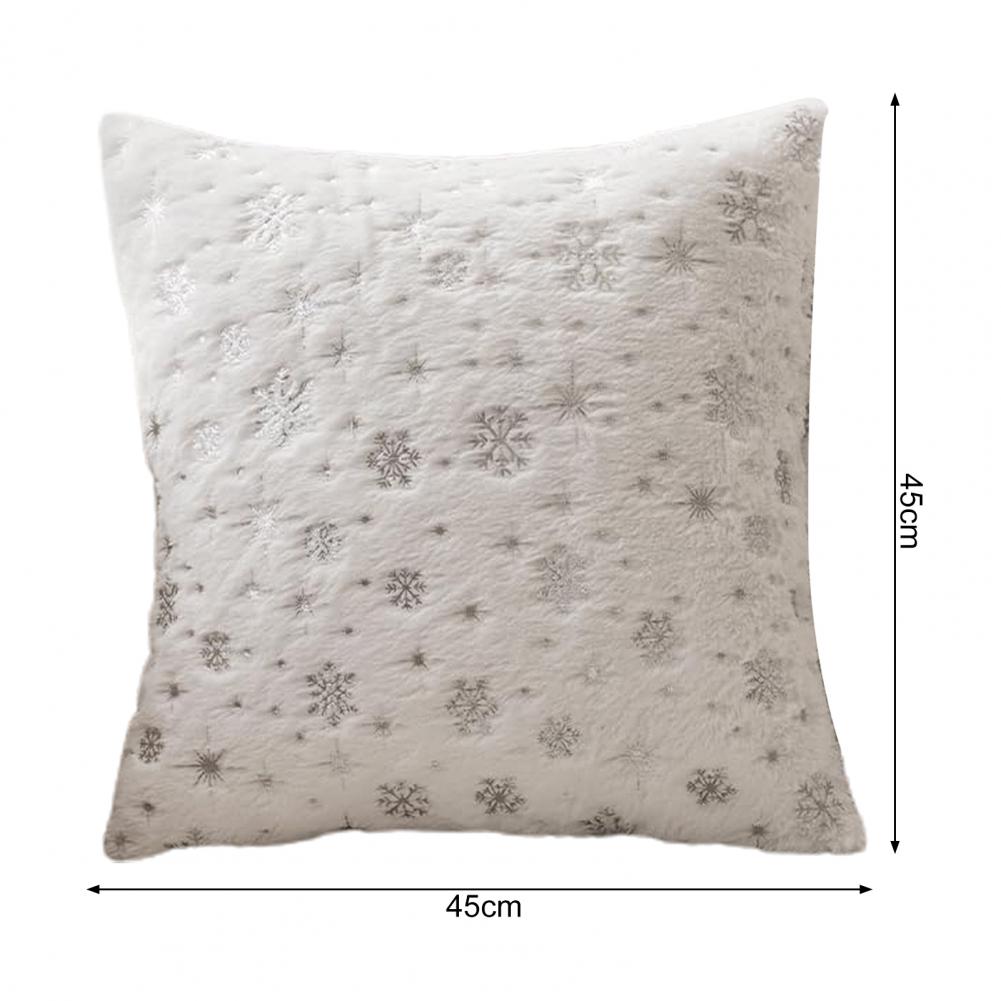 45*45cm Throw Pillowcase Christmas Snowflake Printed Hidden Zipper Design Dust-proof Soft Comfortable Touch Plush Cushion Cover
