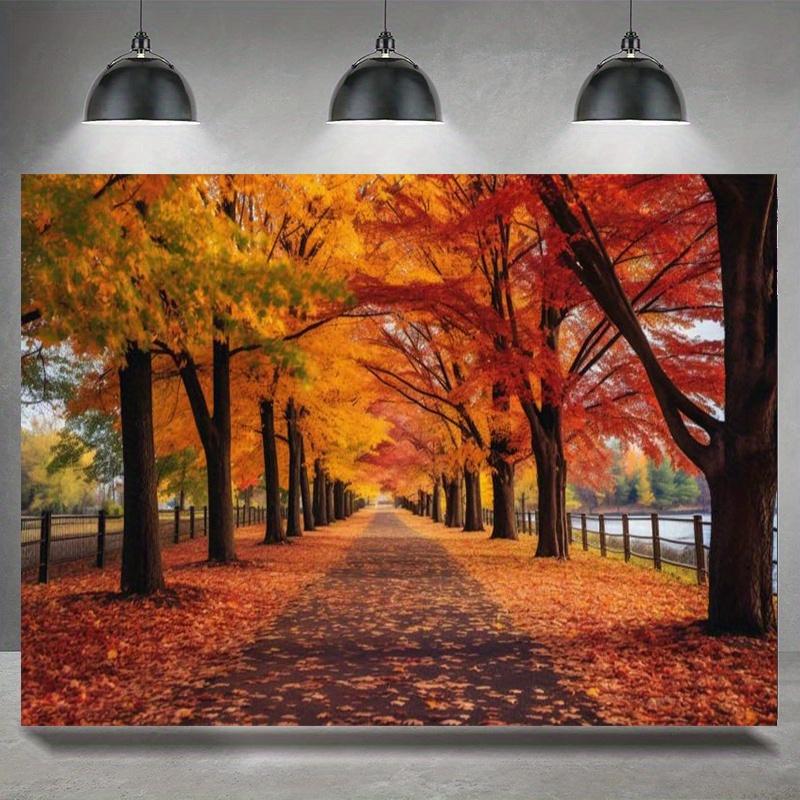 2D plane 1 piece of autumn leaf path background fabric autumn theme background fabric (as the picture,100x150cm)