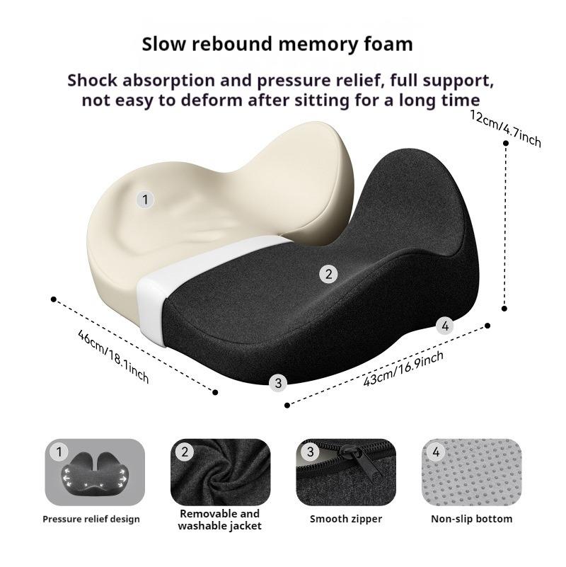 Ergonomic Thickened Memory Foam Seat Cushion for Office Chairs - Heavy-Duty Chair Pad with Removable Cover, Ideal for Lower Back