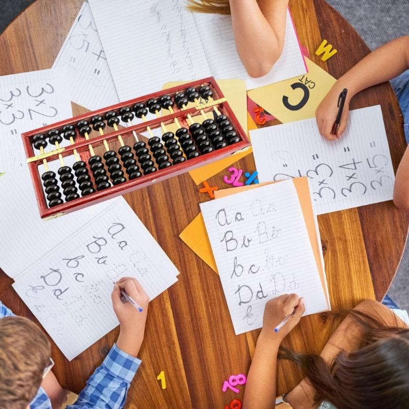 Traditional Wood Abacus 13-Digit Abacus Children Mathematical Calculation Tool 13-Column 7 Beads Abacus Calculator