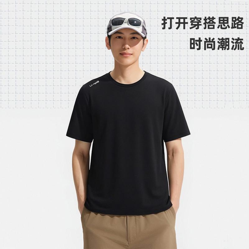 Li Ning T Shirts Men's Black Crew Neck ATSW623-1
