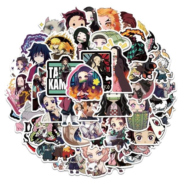 Стикеры Клинок рассекающий демонов Demon Slayer манга аниме стикерпак наклейки набор наклейок 50 шт