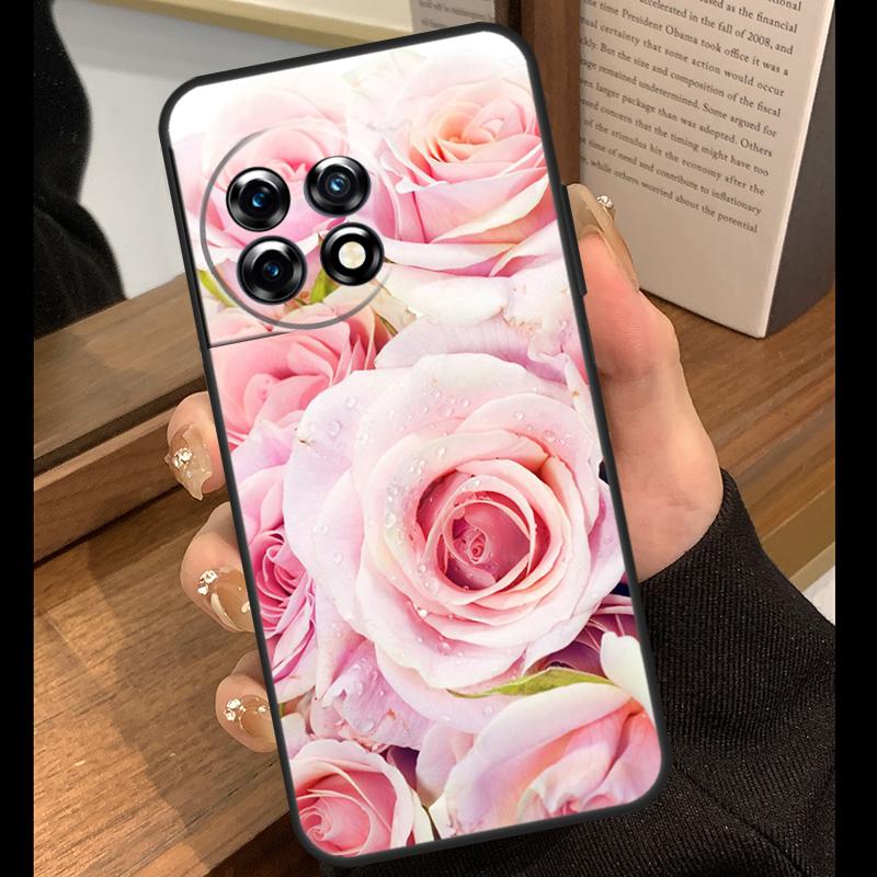 Pink Roses Bouquet Flowers Case For OnePlus 15 R 13T 13R 12R 10T 8T 13 12 11 9 10 Pro Nord 5 CE 4 2 3 Lite N20 N30 Cover