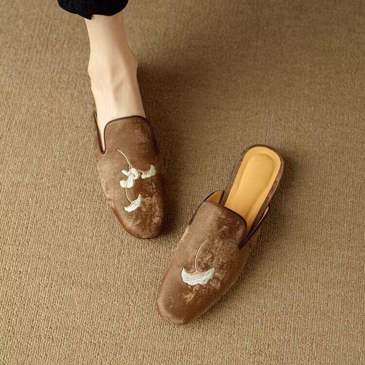 Baotou half slippers women's 2025 spring and summer new elegant and comfortable daily versatile wear Muller shoes flat slippers