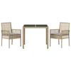 Garden Dining Set 3 Pcs Beige Poly Rattan
