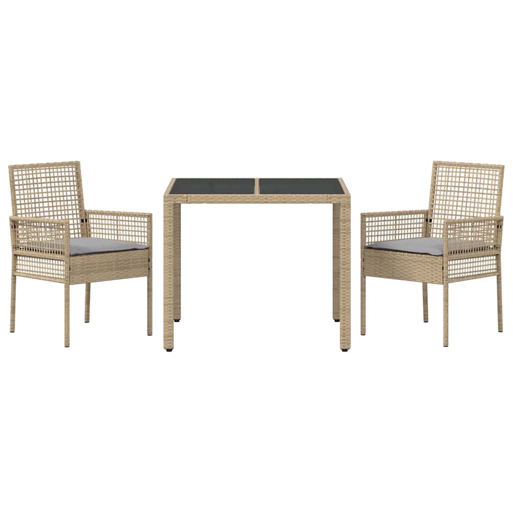 Garden Dining Set 3 Pcs Beige Poly Rattan
