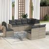 Vidaxl 8-Cz. Garden Furniture Set, Cushions, Light Grey Poly Rattan