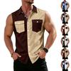 Chemise sans manches légère à revers et boutons pour homme, idéale pour le travail.