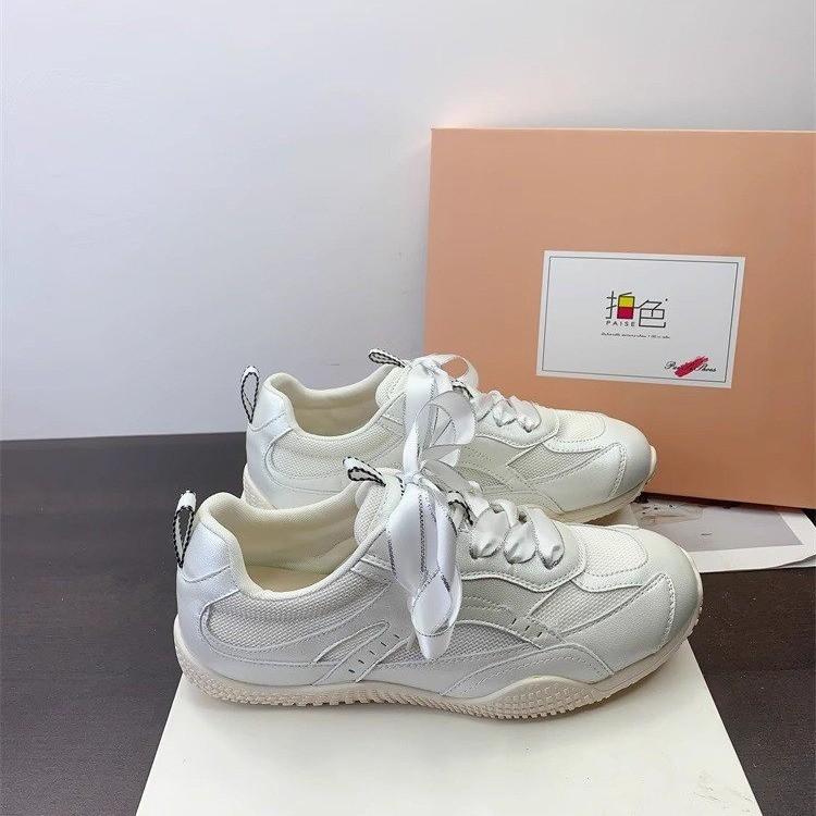 New Leather Women Sneakers Lace Up Mesh Breathable Flat Casual Shoes Silver Flats Spring Autumn Shoes