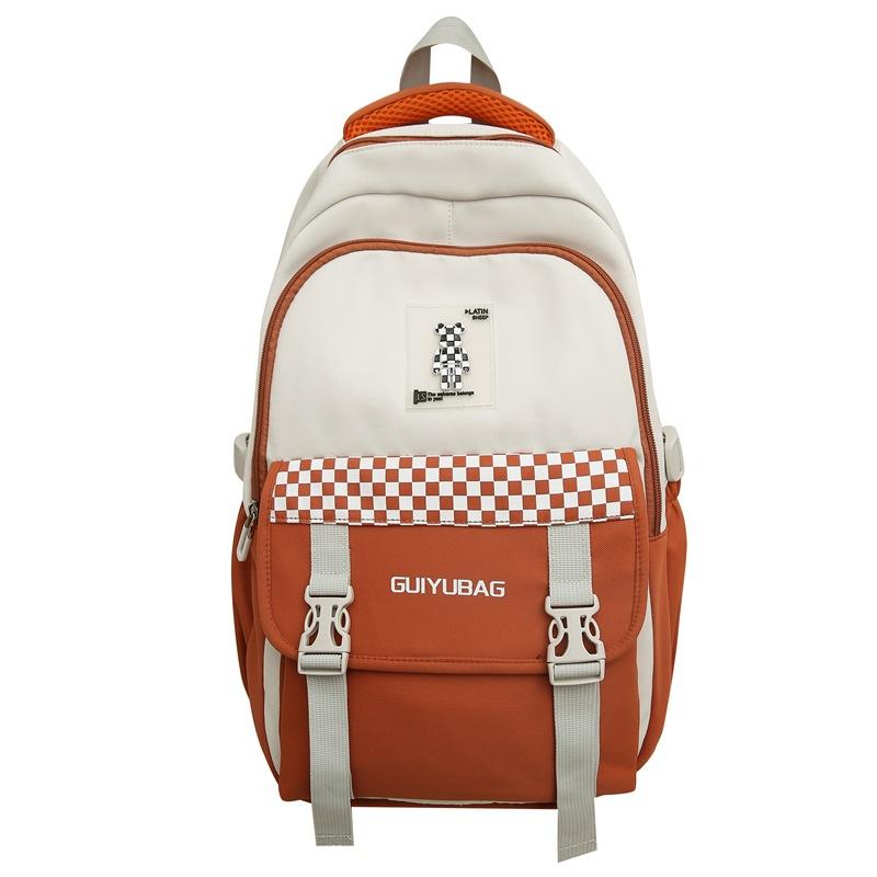 

New Summer Letters Large Capacity Checkered Student Schoolbag Backpack Street Trend Outdoor Backpack