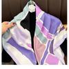 Korean Style Geometric Printed Silk Scarf For Women Summer Fashion