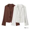 European & American 2025 Fashionable Satin Tie-up Micro-Flare Women's Shirt Top