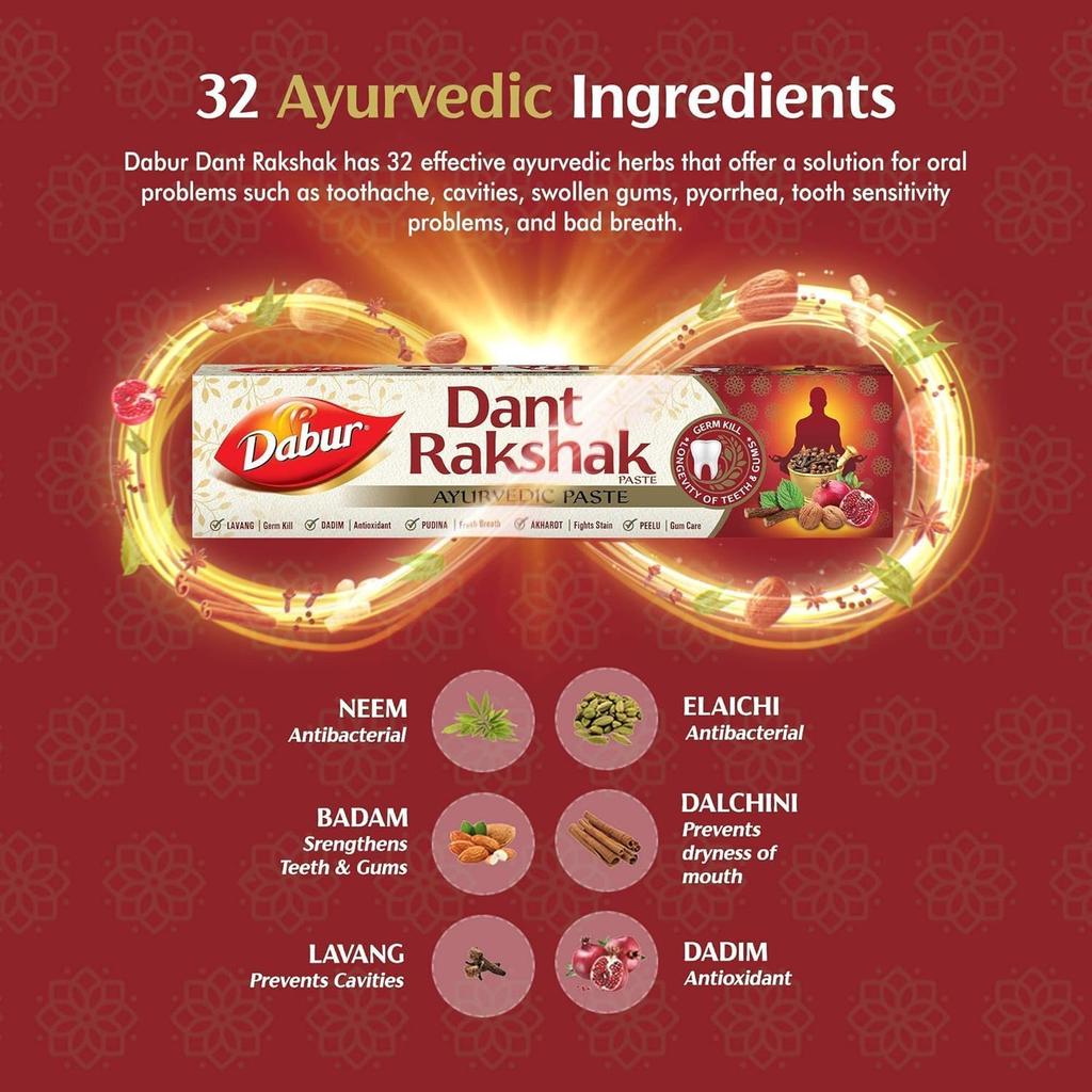 Dabur Dant Rakshak Ayurvedic Toothpaste 700g Pack Of 4 With 32 Herbs For Healthy Gums And Teeth