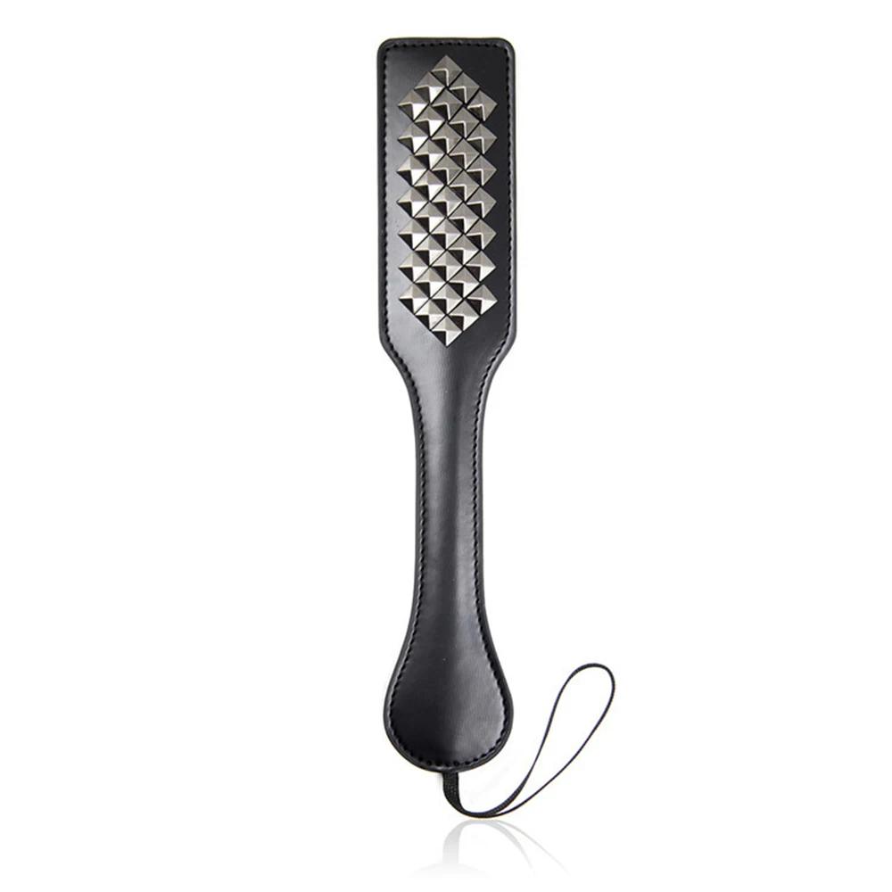 Reținere din piele groasă pe două fețe Spank Bondage Roleplay Flogger Whip Paddle Whip Cu vârfuri Slap Butt Jucărie sexuală BDSM pentru cuplu