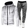 Herren 2-teiliges Trainingsanzug-Set mit Kapuzenjacke und Jogginghose