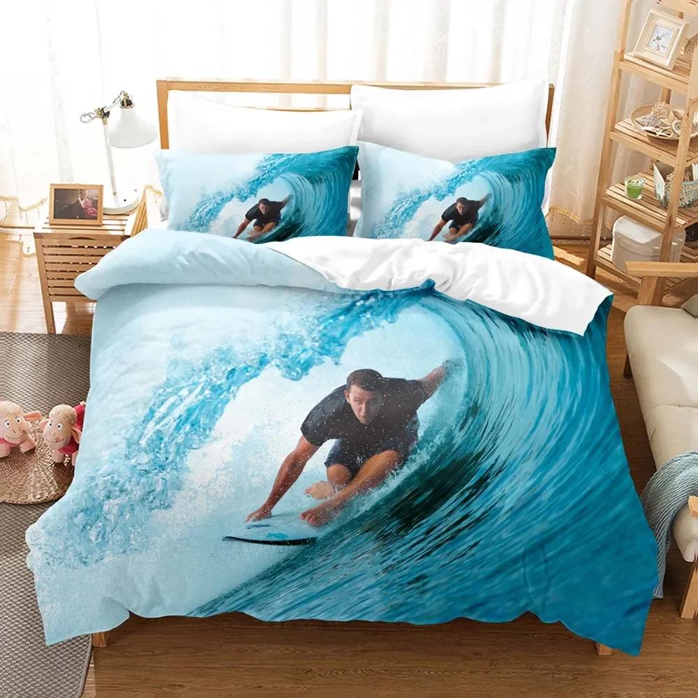 

Одеяло-покрывало с рисунком доски для серфинга Летнее одеяло с морской тематикой и серфингом Набор постельного белья для детей и подростков + Наволочки Comforter (quilt)-EU Single(135*200cm)3pcs