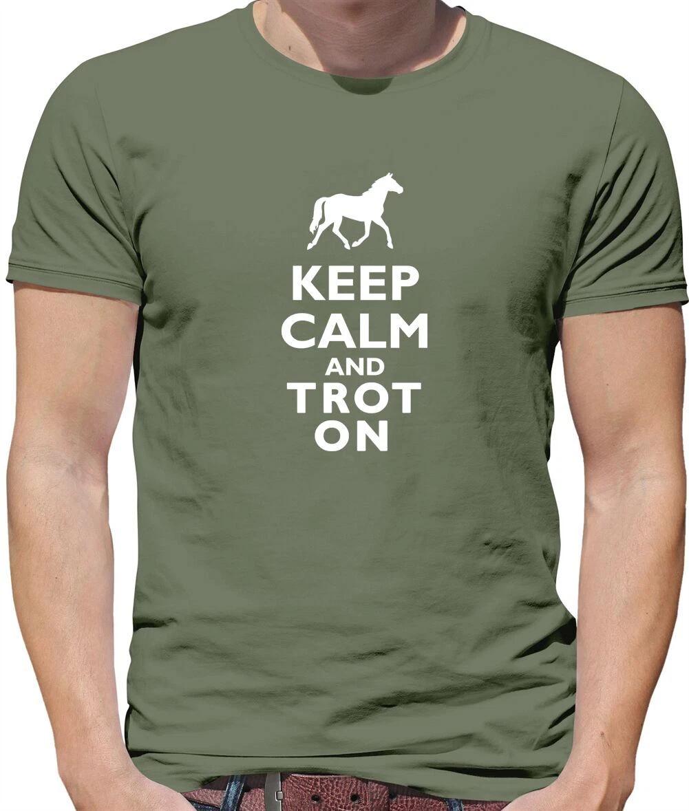 Keep Calm And Trot On - Mens T-Shirt - Horse Horses Racing Riding Ride XL