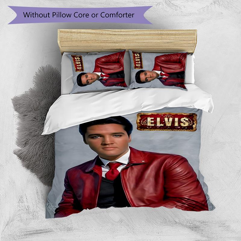 Elvis 3pcs Bedding Set Duvet Cover Closure Includes 1 Duvet Cover & 2 Pillowcases for All Seasons Bedroom Home Dorm Decor