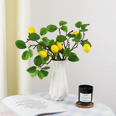 Real Looking Yellow Lemon Fruit with Fake Leaves Artificial Flowers for Hotel Home Decor Flores Artificiales