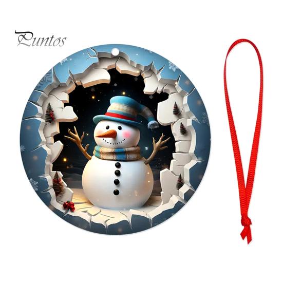 

Рождественские украшения круглые снеговики/овцы/машины деревянные украшения 2D плоские рождественские елки подвесные украшения для праздничного декора A