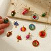 1Piece 304 Stainless Steel Charms 18K Gold Plated Enamel Strawberry Acorn Snail Mushroom Pendant For DIY Necklace Jewelry Making