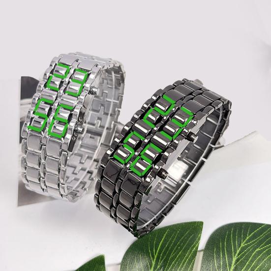 Men Digital Watch Large Screen Electroplated High Accuracy Decorative Cool Style Individual Stainless Comfortable Strap Lighweight Men Wristband