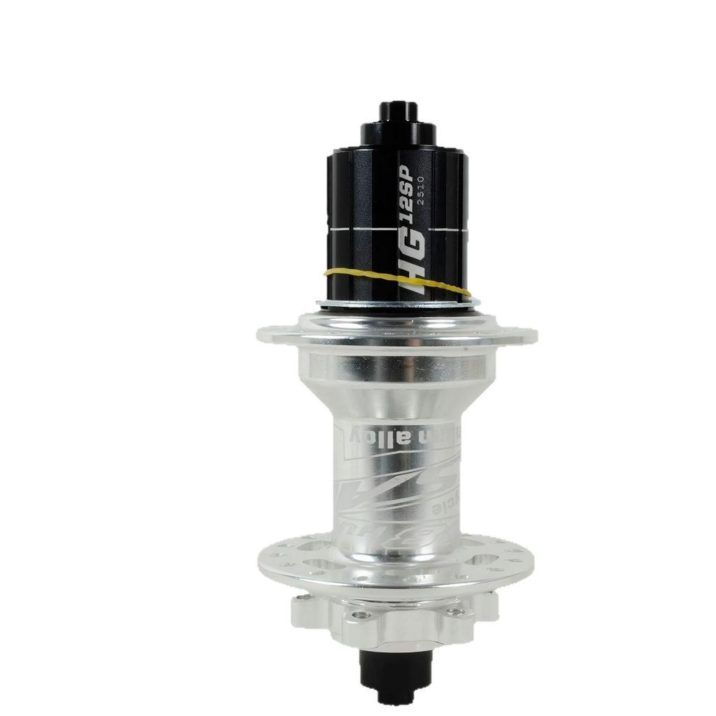 32-Hole Mountain Bike Rear Hub, Four-Bearing, Quick Release Thru-Axle, Six-Bolt Disc Brake, Six-Pawl Cassette Freehub