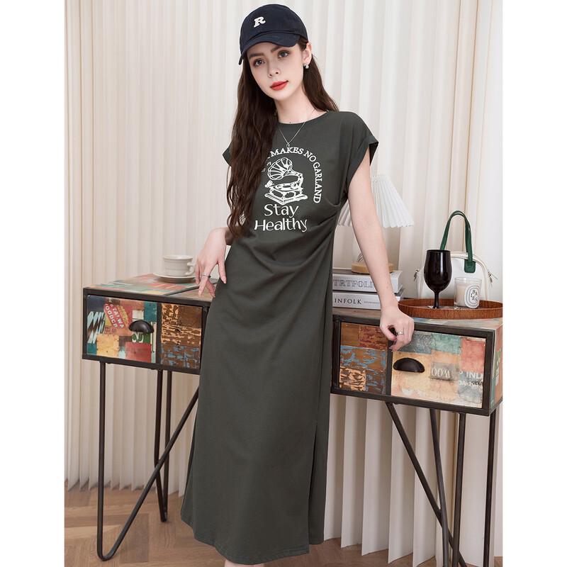 

American Print Casual T-Shirt Midi Dress M