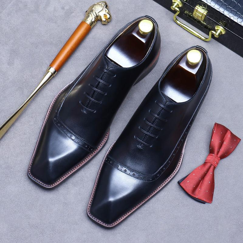 Leather Shoes Men's Business Dress Leather Diamond Stone British Casual Engraved Men's Shoes