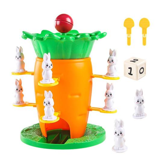 

Carrot Balance Tower Toy Rabbit Logic Training Kids Interactive Thinking Focus with Mini Balance Board Game