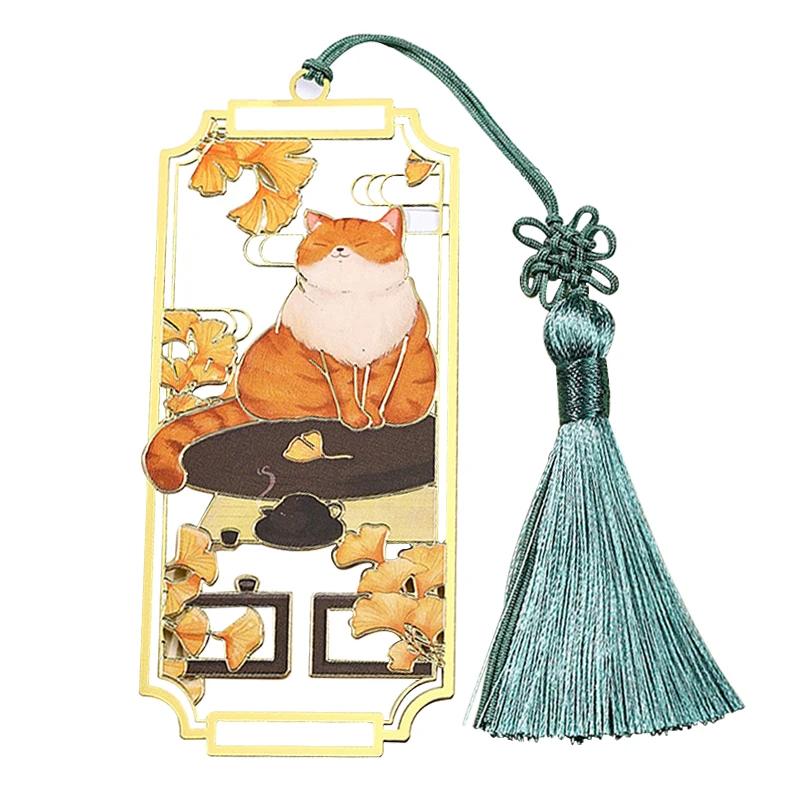 Style Chinese Hollowed 1pcs Creative Out Metal Cat Bookmarks Students Library Reading Tools Teachers Day Gifts School Souvenirs