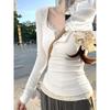 Elegant Lace Two-Piece Slim-Fit Long-Sleeve T-Shirt for Women - French Spring/Autumn Style