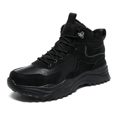 Fashion New Men Large Sneakers Winter Snow Boots Warm Fur Waterproof Leather Outdoor Mountain Shoes Tactical Footwear Black Combat Boots