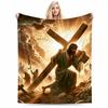 Man Carrying Cross In Dramatic SceneFlannel Blanket for Bedroom, Living Room, Sofa, and Nap