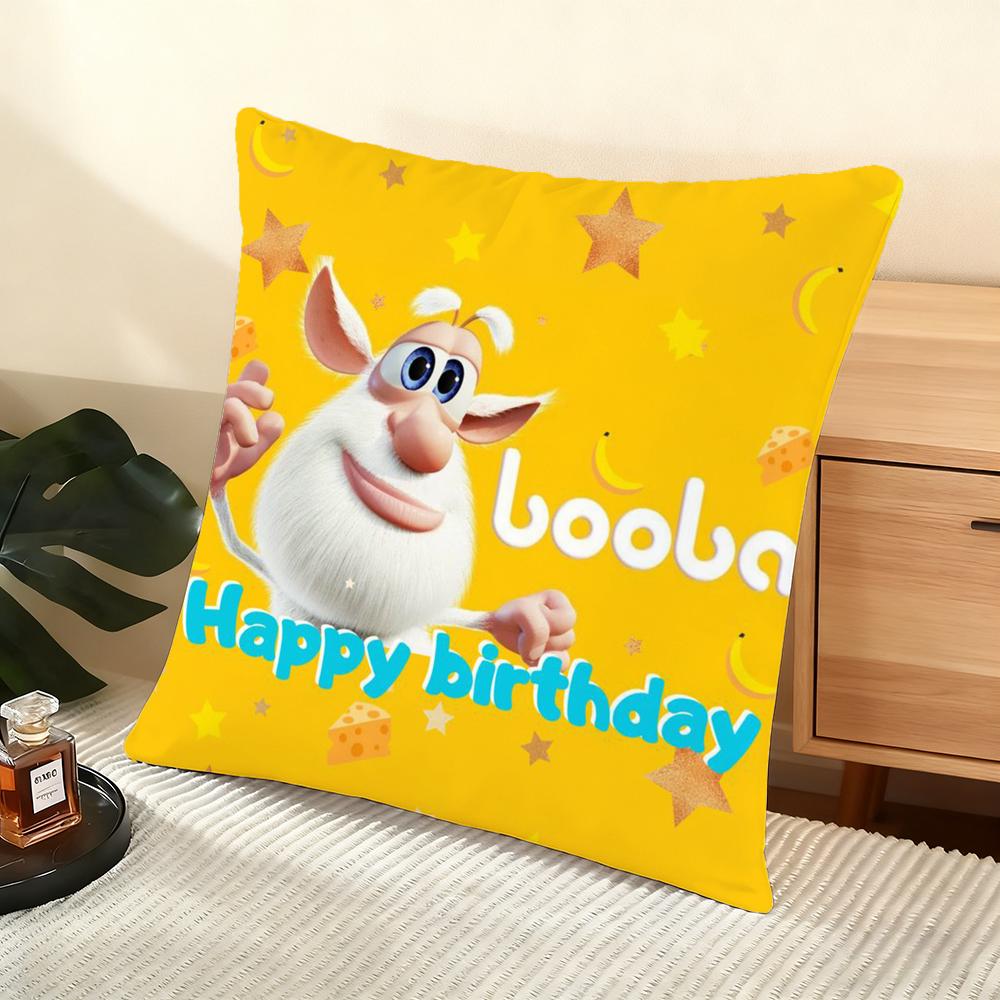 Cute Fourbob-Booba Cushion Cover Soft Short Plush Pillow Cover Smooth Cozy Texture Aesthetic Cushion Case Home Decor