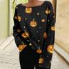 Women's Halloween Sweater, Bohemian Vintage Pattern Print Long Sleeve Knit Pullover