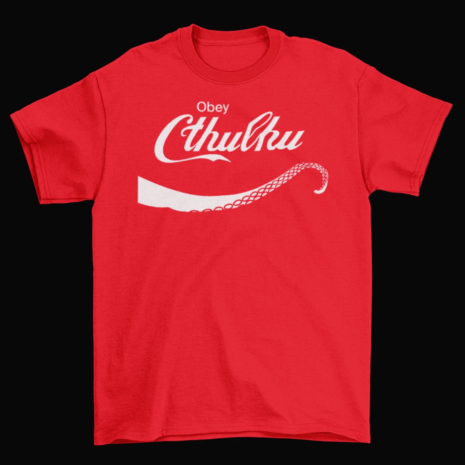 Coca Cola Logo Cthulu T-Shirt Unisex Funny Cotton Adult Size Obey Lovecraft New XL